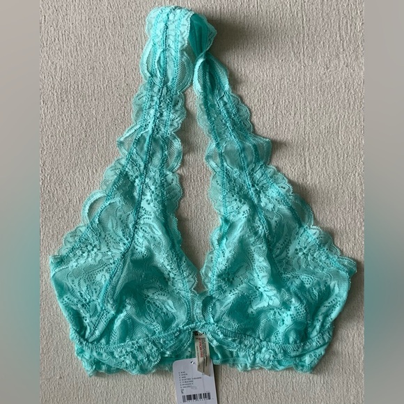 Free People Intimately ~ Last Dance Halter Bralette Electric Paradise/Turquoise - Picture 2 of 11